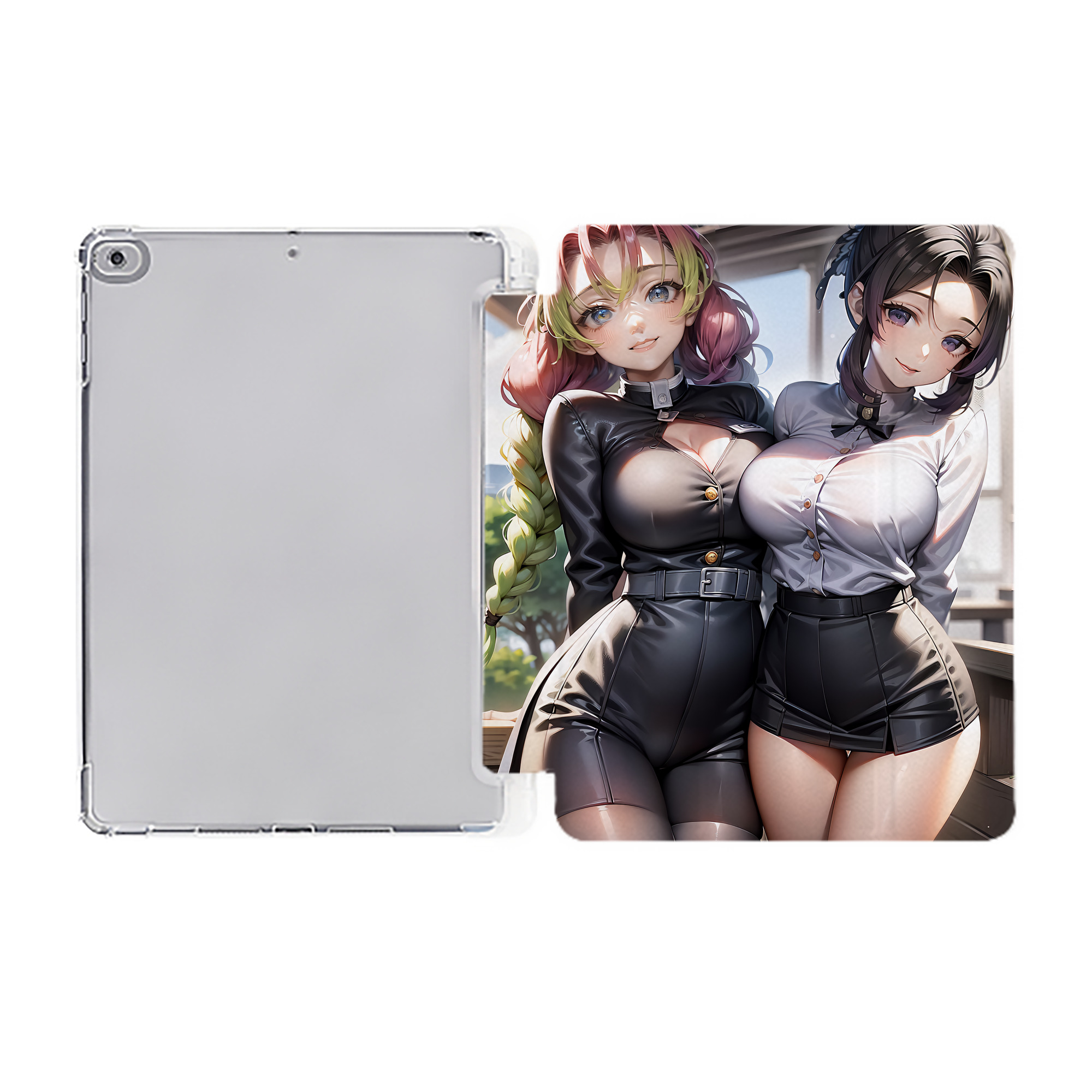（画像用） 鬼滅の刃（きめつのやいば）蟲柱-胡蝶 しのぶ／こちょう しのぶ Kochou Shinobu IPad ケース ペン収納付き 三つ折りスタンド PUレザー×シリコン 対応機種9.5/10.5/10.9インチ